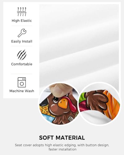 Savannan Office Chair Cover, Cartoon Thanksgiving Turkey Protective Stretch Elastic Universal Cover for Desk Task Chair,Computer Rotating Chair 1 Pcs Holiday Motif