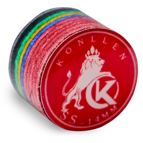 KONLLEN Pool Cue Tips 9 Layers Rainbow Billiards Tip (Hardness SX/SS/S/M/MH/H) (Size 11mm/14mm) Pool Cue Tip with Transparent Gasket Billiards Cue Accessories - color: SS-Red 1pcs, size: 14mm