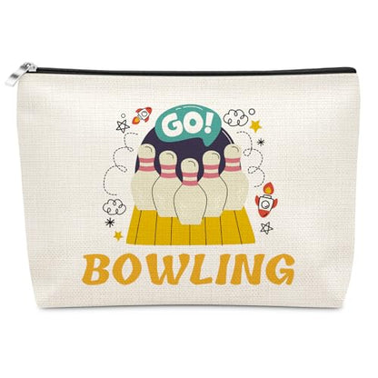 Sazuwu Bowling Gifts Makeup Bag for Bowling Lover Bowlings Player Present Ball Accessories Present Cosmetic Bag Sports Lover Gifts Graduation Christmas Birthday Present Travel Toiletry Pouch - color: BOWLING Style2