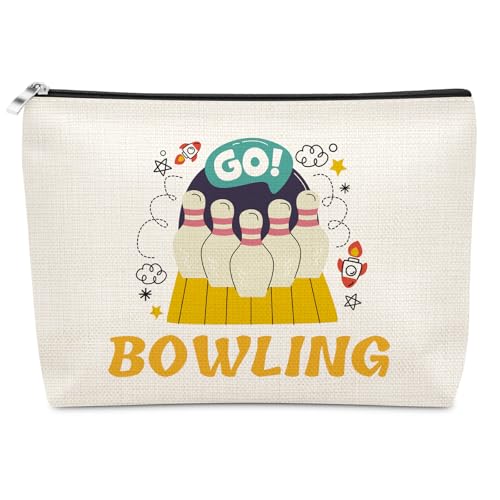 Sazuwu Bowling Gifts Makeup Bag for Bowling Lover Bowlings Player Present Ball Accessories Present Cosmetic Bag Sports Lover Gifts Graduation Christmas Birthday Present Travel Toiletry Pouch - color: BOWLING Style2