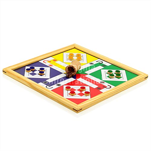 Pine Wood Wooden Handmade Handcrafted 2 in 1 Ludo Magnetic Snakes and Ladders Travel Board Game Full Adults & Family Fun Game
