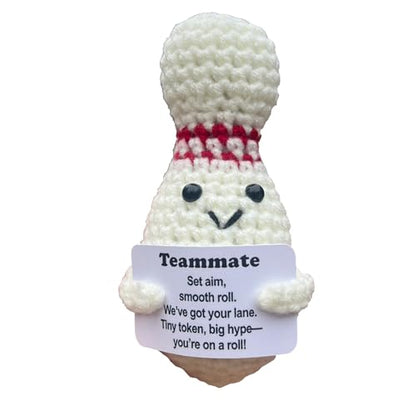 Bowling Accessories Crochet Gifts, Emotional Support Bowling Pin Office Desk Decor Decorations for Women Men (Teammate Gift) - style: Teammate Gift