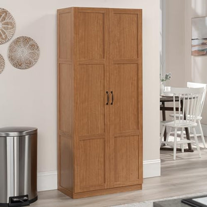 Sauder Select Storage Cabinet, Pantry Cabinet Kitchen Storage with Adjustable Shelves, Bathroom Storage Cabinet, in Highland Oak - color: Highland Oak