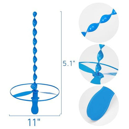 40 Pcs Flying Disc Toy Twisty Helicopter Spin Copter Plastic Propeller Flyer Saucers with Launchers Outdoor Toy Kids Party Favors Gifts
