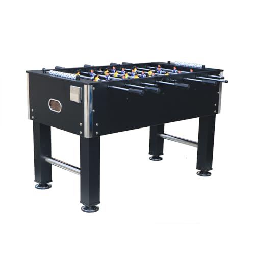 Virubi 54-inch Soccer Table with American Sporty Design, Foosball Football Game Table for Kids Adults, Wooden Steel Construction Black for Indoor Family Dining Room