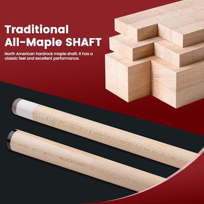 Pool Cue Kit - Stained Maple 58 Inch Pool Stick with Hard Case and Accessories for Billiards Enthusiasts - color: Red, style: 20oz