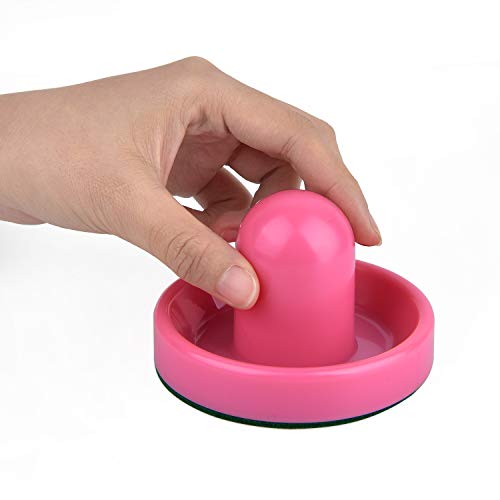Coopay Air Hockey Pushers and Pucks, Air Hockey Paddles with Felt Bottoms, Goal Handles Paddles Replacement Accessories with a Drawstring Bag for Game Tables (4 Striker, 8 Red Puck Pack) - color: White, Pink, Yellow, Purple