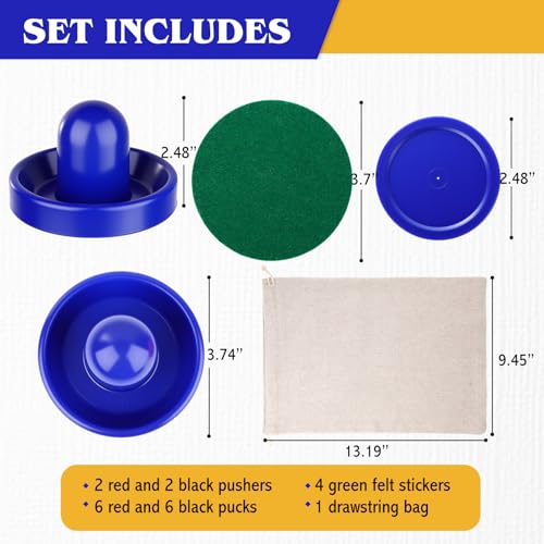 Soulchen Hockey Accessories - Pushers, Pucks & Paddles - Hockey Paddles and Goal Handles Replacement Accessories for Game Tables(4 Pushers, 12 Pucks, 4 Pads)