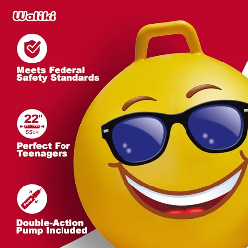WALIKI Hopper Ball for Teens Ages 10-15 | Hippity Hop | Jumping Hopping Ball | Relay Races | 22” - color: Emoji 1, size: Ages: 10-15 (22")