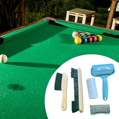 harayaa 5 Pieces Billiard Cleaning Brush Pool Table Felt Cleaner Wooden Handle Sticky Roller Snooker Accessories Multifunctional Tool Suitable for Billiards R - color: Wooden