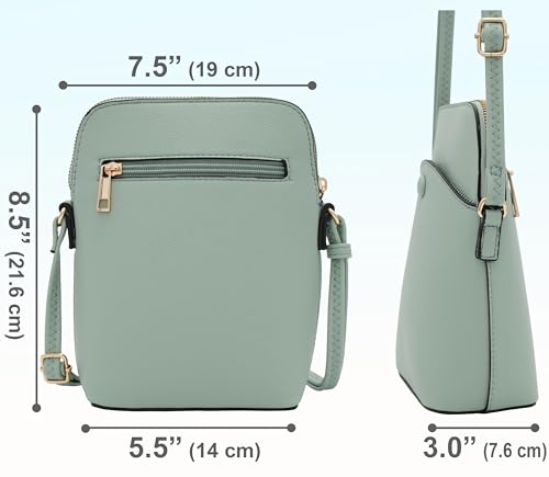 Solene Small Crossbody Bag with Gold Hardware, Mini Shoulder Purse with Adjustable Strap - color: Mint