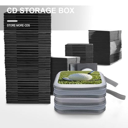 Golf Ball CD Case 40 Sheets Capacity DVD Storage Bag Cute Portable Zipper DVD Case Holder Large Capacity CD Wallet for Car Home Office Games Disc Audio Music