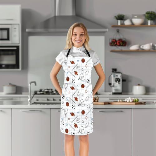 Castle Fairy Basketball Kitchen Apron - color: Sketch Football