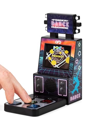 Orb - Mini Finger Dance Arcade Machine, 19 in-Built Songs, 4 Difficulty Levels, 8-Bit Retro Arcade Games, 2.5” Full Colour Screen, 5-Way Joystick Touch Pads, Volume Control - color: Arcade Boogie (4 Levels)