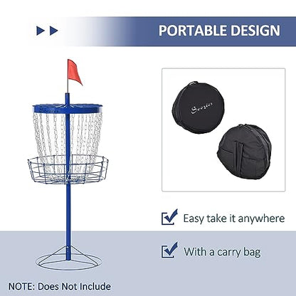 Soozier Portable Disc Golf Basket Target with 24-Chain, Travel Bag