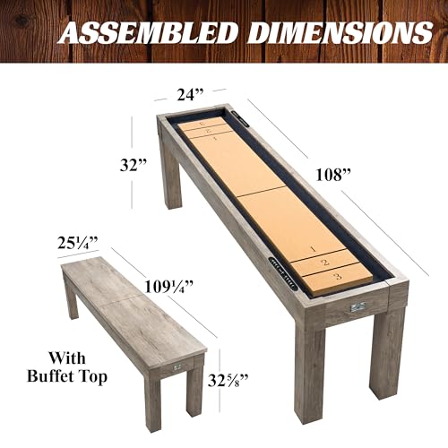 Barrington 9ft Shuffleboard Table with Scratch-Resistant Playfield and 8 Puck Set - size: 9 Ft. Monteray