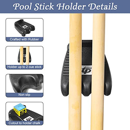 Pool Cue Holder,2 Cue Portable Pool Stick Holder for Table,Portable Billiard Cue Rack with Chalk Holder, Mini Pool Cue Holder Claw, Non-Slip Stick Holder for Pool Cues - style: 2 Holes