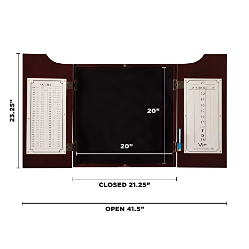 Viper Hudson Solid Wood Cabinet for Sisal/Bristle Steel Tip Dartboard with Dry Erase Scoreboard and Out-Chart, Mahogany Finish