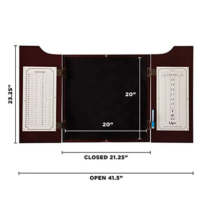 Viper Hudson Solid Wood Cabinet for Sisal/Bristle Steel Tip Dartboard with Dry Erase Scoreboard and Out-Chart, Mahogany Finish