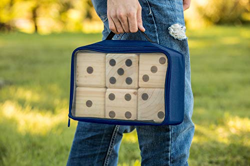 TRIUMPH Giant Wooden Lawn Dice - Includes 6 Large Lawn Dice, Dry-Erase Scorecards, Markers and Carry Bag