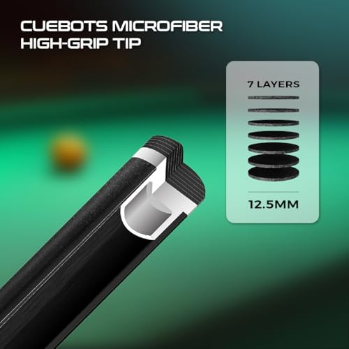 Z Wave Carbon Pool Cue – 29” Carbon Shaft, 12.5mm Hybrid Conical Taper, Low Deflection, Microfiber Tip