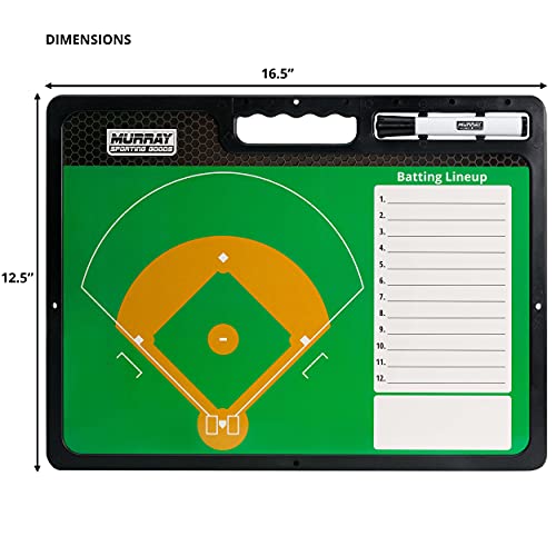 Murray Sporting Goods Premium Coaches Clipboard | Double-Sided Dry Erase Marker Board for Basketball, Baseball, Soccer, Football, Hockey (Marker Included) - style: Baseball