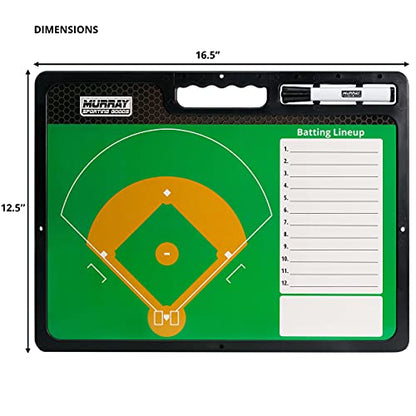 Murray Sporting Goods Premium Coaches Clipboard | Double-Sided Dry Erase Marker Board for Basketball, Baseball, Soccer, Football, Hockey (Marker Included) - style: Baseball
