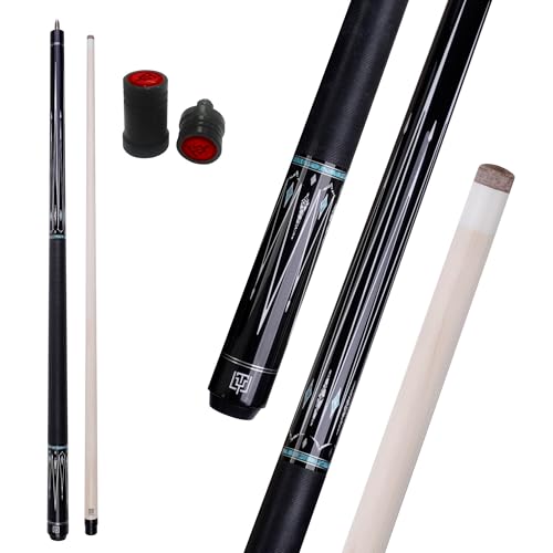 Pool Cue Stick for Adults, 58" Inch Pool Cue with 12.5mm Tip Hard Maple 2-Piece Billiard Cue Stick Beginner Pool Cue - color: Black