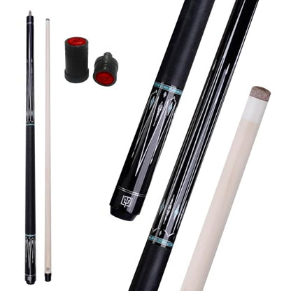 Pool Cue Stick for Adults, 58" Inch Pool Cue with 12.5mm Tip Hard Maple 2-Piece Billiard Cue Stick Beginner Pool Cue - color: Black