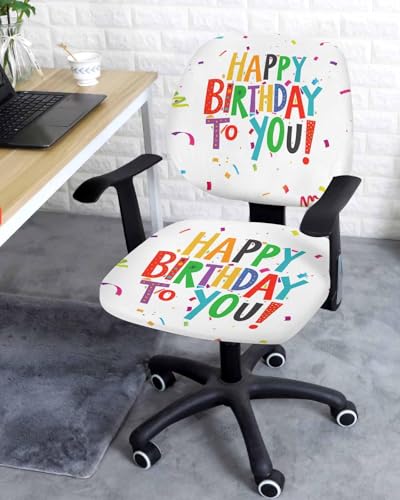 Savannan Office Chair Cover Happy Birthday to You Birthday Party Decoration Split Protective Stretch Elastic Universal Cover for Desk Task Chair,Computer Rotating Chair 1pcs