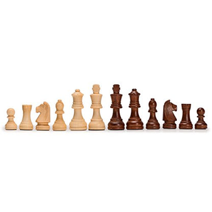Husaria Staunton Tournament No. 4 Chessmen with 2 Extra Queens and Wooden Box, 3-inch Kings - color: Brown