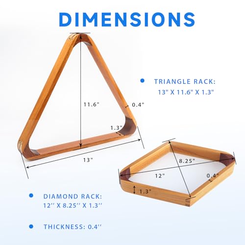 GSE Games & Sports Expert Solid Wood Billiard 8-Ball Triangle / 9-Ball Diamond Pool Ball Racks for 2-1/4" Pool Balls, Pool Table Accessories - color: 2-Tone Oak, style: Triangle & Diamond Racks