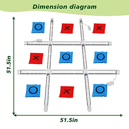 Outdoor Toss Games for Adult and Kids, Giant Tic Tac Toe Game with LED Light, Classical Board Yard Game Sandbag Game for Famlily, Party, Travel(4ft x 4ft)