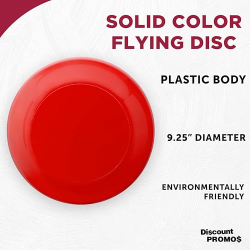 DISCOUNT PROMOS Frisbee Flying Discs in Bulk, 9.25 in. Fun Family Beach Game - color: Blank - Red, size: 10 flying discs