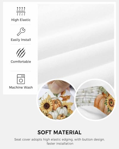 Savannan Office Chair Cover, Autumn Sunflower Fallen Leaf Protective Stretch Elastic Universal Cover for Desk Task Chair,Computer Rotating Chair 1 Pcs Watercolor Thanksgiving Pumpkin