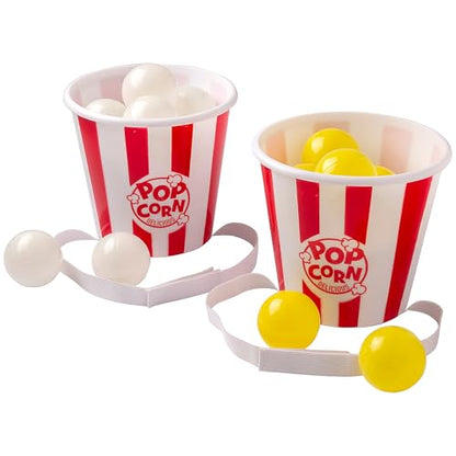 Fun Express Popcorn Bucket Ball Toss Game - 14 Total Pieces - Party Games for Kids