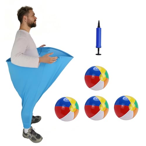 Granny Pants Yard Game – Oversized Stretchy Pants Outdoor Toss Game with Bouncy Balls & Pump, Fun Reunion Party Game for Adults, Perfect for Backyard, Field Day & Team Activities - color: 1PC-Blue