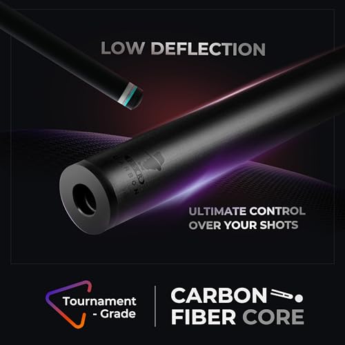 Carbon Fiber Pool Cue Stick with Case, 2pieces 58inch Low Deflection Professional Cue Stick for Billiards, Pro Taper Carbon Fibre Shaft with Genuine Leather Wrap and 12.5mm Tip (19oz-20oz) - color: Style4
