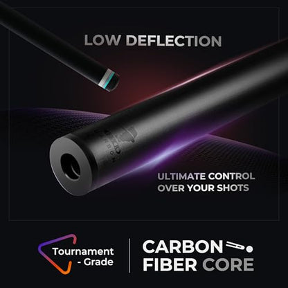 Carbon Fiber Pool Cue Stick with Case, 2pieces 58inch Low Deflection Professional Cue Stick for Billiards, Pro Taper Carbon Fibre Shaft with Genuine Leather Wrap and 12.5mm Tip (19oz-20oz) - color: Style3