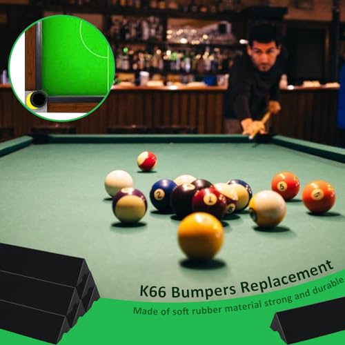 Podoy 8ft Pool Table Replacement Kit, Pool Table Bumpers (Set of 6) with Felt Cloth/Cushion Facings (Set of 12) for Billiard Rail Rubber Bumpers Home & Pro Use Billiard Rail & Pocket Accessories - color: BLACK WITHOUT CLOTH