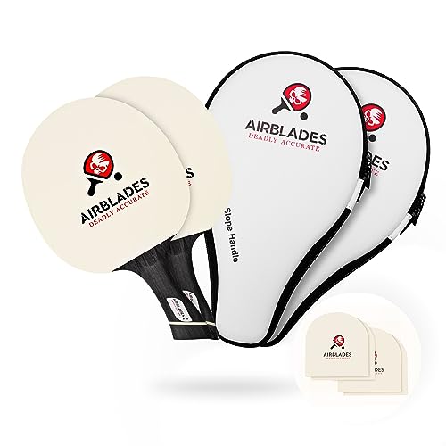 Professional Ping Pong Paddle with Hard Carry Case | Pro Table Tennis Racket | Table Tennis Paddle with Ergonomic Handle | 5 Blades of Wood with Premium Rubber and Sponge by AirBlades | Hard Carry Case - style: 3 Star Twin Pack