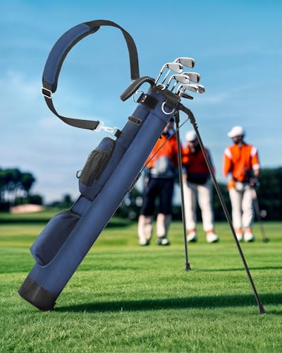 Golf Lightweight Stand Bag, Portable Golf Carry Bag with Insulated Cooler Pocket, Easy to Carry and Ideal for Driving Range, Pitch n Putt, Par 3, Executive Courses - color: Dark Blue