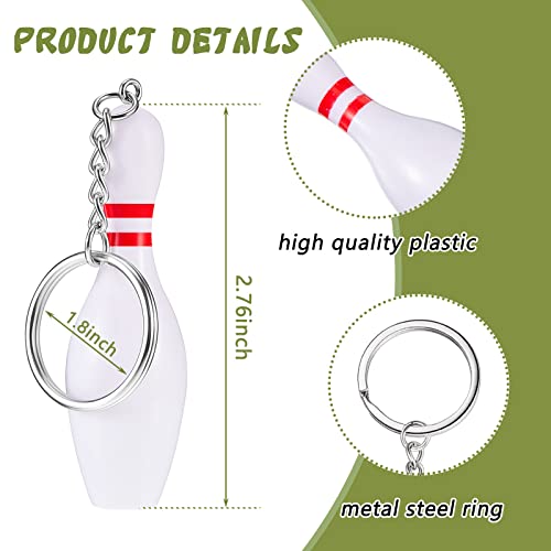 Jeyiour 16 Pack Bowling Pin Keychain 2.8 Inch Sport Keychain Bowling Party Favors for Backpack Sports Souvenir Favors, Victory Parties, Gifts for Athletes
