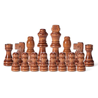Wooden Chess Pieces Only, 32 Piece Tournament Staunton Wood Chessmen with 3.15 inches King, Chess Game Pawns for Chess Board Game, Replacement of Missing Pieces