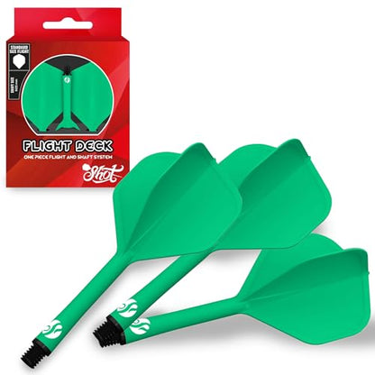 Shot! Darts Flight Deck One Piece Dart Flight and Shaft System, Reduced Deflections, Standard Shaped Flight (350 Micron) Available in Set of 3 - color: Green, size: Inbetween
