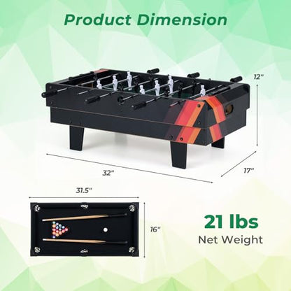 GYMAX 4 in 1 Multi Game Table, 32" Combo Game Table Set Includes Foosball, Pool Table, Hockey, Ping Pong Tabletops w/Accessories for Kids & Adults, Home, Game Room, Family Nights - color: Black