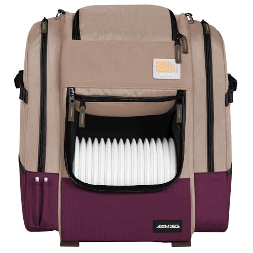 Axiom Discs Voyager Series Backpack Disc Golf Bag (Choose Your Color and Size) - color: Dune/Purple, style: Voyager