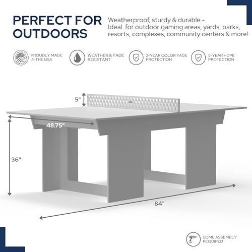 Lounge Concepts Outdoor Ping Pong Table | All Weather Table Tennis | Outdoor Gaming | Outdoor Game Sets | HDPE Ping Pong Table - color: White