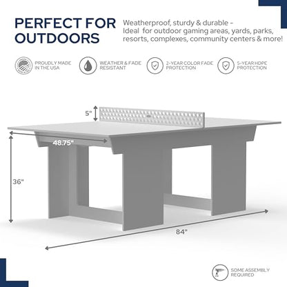 Lounge Concepts Outdoor Ping Pong Table | All Weather Table Tennis | Outdoor Gaming | Outdoor Game Sets | HDPE Ping Pong Table - color: White