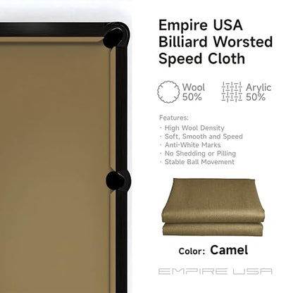 Empire USA - Billiard Worsted Speed Cloth（Felt） 7/8/9 FT - color: Camel, size: 9ft